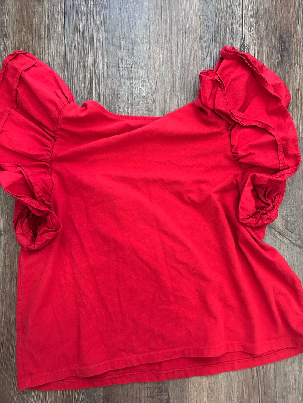 Red Ruffle Sleeve Tee - Picture 7 of 7